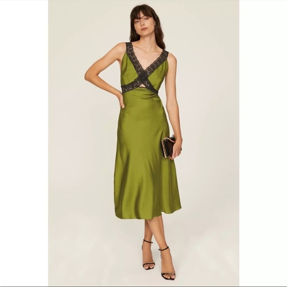 Samantha Sipos-Nasrin Green Sleeveless Midi Slip Dress. Size Small - Picture 2 of 12